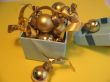 Blue gift box with golden balls
