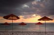 Beach umbrellas on a windy day