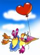 Bird with a balloon.
