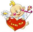 Cupid with heart «I love you»