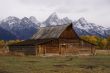 Autumn, Grand Tetons and old western farm