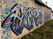 Graffiti on the garage wall