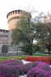 Castello Sforzesco and flowerbed