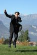 Jumping businessman