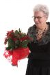 Happy with her flowers
