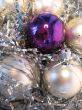White and violet christmas balls