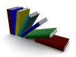 Falling books. 3D image.