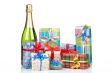Gifts and champagne bottle
