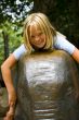 Girl sitting on elephant