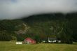 Rural norway andscape with mountain and houses
