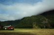 Rural norway andscape with mountain and houses