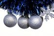 Christmas decoration - silver balls in blue tinsel