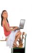 On desk with laptop