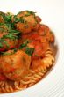 Vertical Of Pasta And Chicken Meat Balls