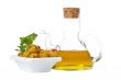 Oilcan and olives with parsley
