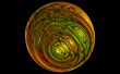 gold and green bauble planet