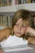 Girl in school library
