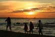 family sunset stroll