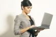 Brunet Business woman with laptop