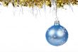 One blue Christmas ball dangling