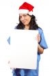 Female doctor holding the banner