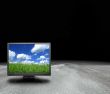 lcd screen on an abstract planet