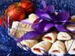 close-up cookies with violet bow