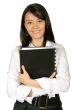 business woman smiling - folder