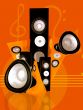 music and sound abstract illustration in orange