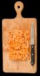 Small cut carrots and knife