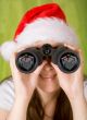 female santa searching for gifts