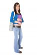 female student with books and bag