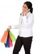 girl with shopping bags on the phone