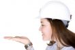 female architect holding something on her hand