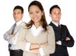 asian entrepreneur and her business team