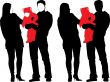 Silhouette of New happy family