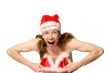 Funny christmas man doing striptease