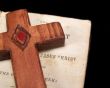 Vintage Bible and Wooden Cross