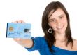 casual girl holding a credit card