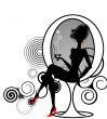 elegant  woman silhuette sitting on design chair