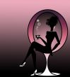 elegant  woman silhuette sitting on design chair