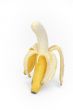 Open banana on white background