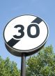 A speed limit 30 km/h road sign of Paris