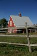 New England red barn and fence