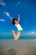 happy jump at the beach