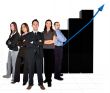 business team in front of a graph