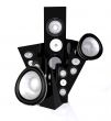 abstract speakers in black