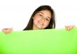 girl with green banner
