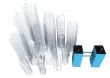 three dimensional blue print of corporate buildings