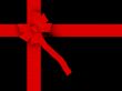 black gift with red ribbon